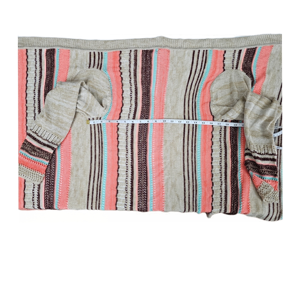 Eyeshadow Multicolor Striped Women's Poncho Open Front Patterned Cardigan - Picture 8 of 12